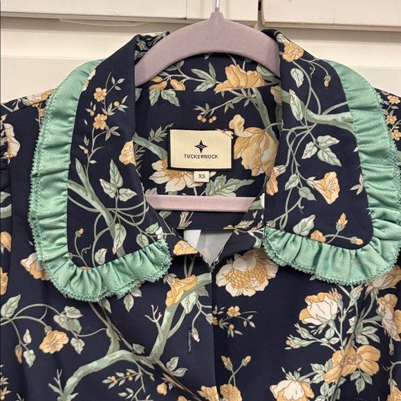 Tuckernuck Floral Dress with Green Trim mini Dress - Picture 2 of 3